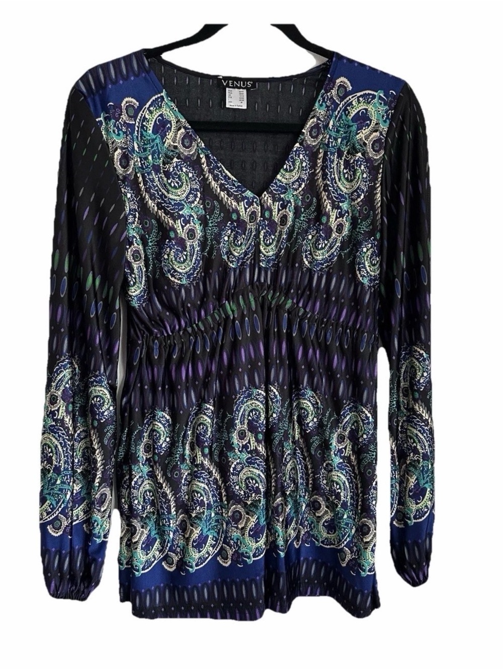 Venus Womens Medium Babydoll V-Neck Tunic Boho Peasant Stretch Fairy Festival
